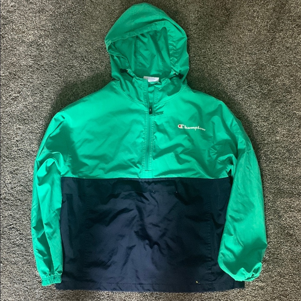 Champion Teal and Navy Hooded Windbreaker
